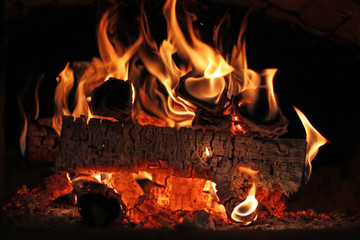 Beautiful fire in the oven