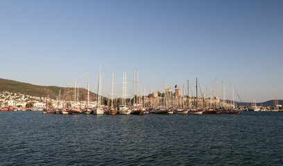 Fototapeta na wymiar Sailboats in Bodrum Marina