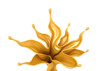 Isolated caramel flower splash. 3d illustration, 3d rendering.