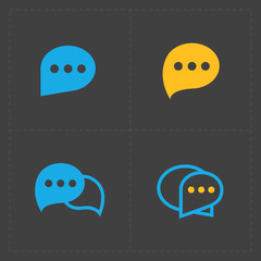 Colorful Speech bubble icons on black background. Vector illustr