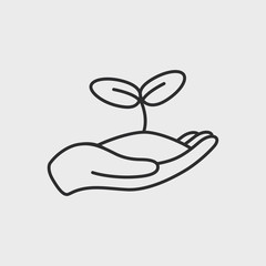 Human hands holding sprout