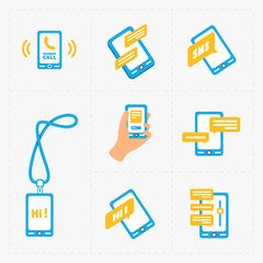 Vector smart phone icons on White