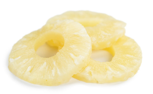 Preserved Pineapple Rings isolated on white background