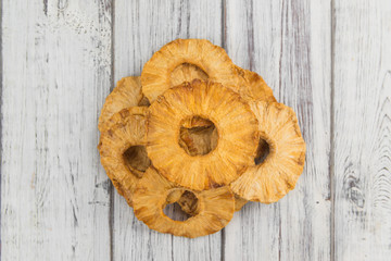Portion of Dried Pineapple Rings, selective focus