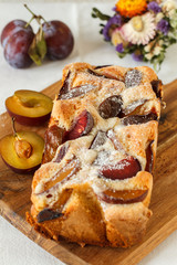 Rustic homemade plum cake