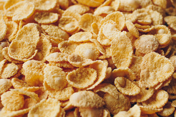 Corn flakes texture. Cereal breakfast