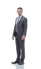 Smiling confident business man. Portrait in full growth