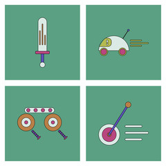 Set of children toys in different sets in flet on white board © gorovits