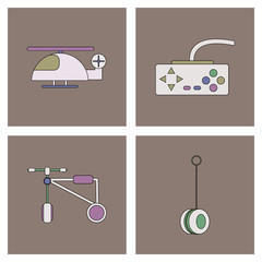 Set of children toys in different sets in flet on white board © gorovits