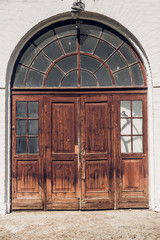 Wooden door of the old building
