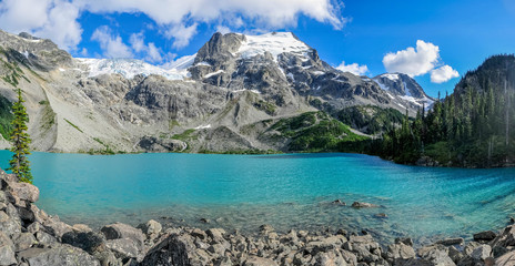 Joffre Lakes, British Columbia, Canada - August 2017: Upper Joffre Lake
