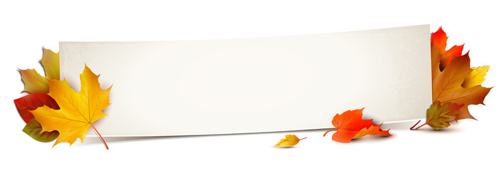Banner und bunte Herbstblätter