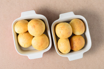Homemade burger buns in a bowl,bread and bakery