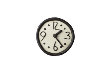 Round plasticine clocks on a white background