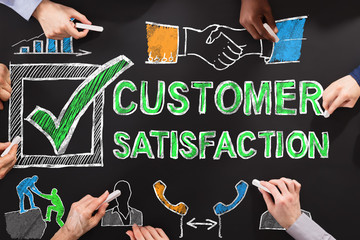 People Drawing Customer Satisfaction Survey Concept