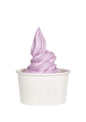  a cup with organic frozen yogurt Ice cream isolated on white background
