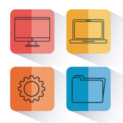 cloud computing related icons over colorful squares and white background  vector illustration