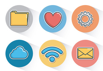 cloud computing related icons over colorful circles and white background  vector illustration
