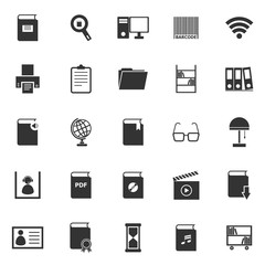 Library icons on white background