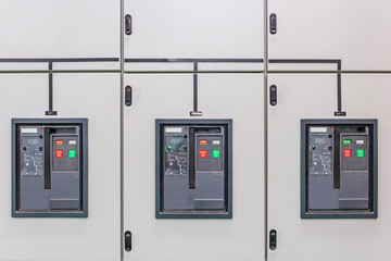 Electrical energy distribution substation in a new factory plant, Industrial electrical switch panel