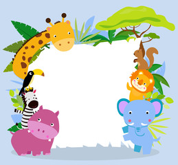 Naklejka premium Animals and banner