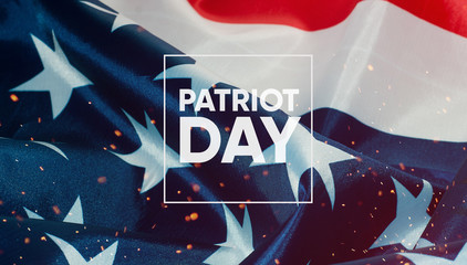 Patriot day banner, the American flag in the background - obrazy, fototapety, plakaty