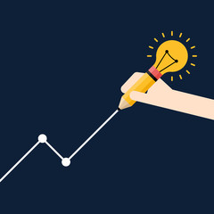Successful business with creative idea concept flat design