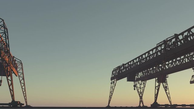4k Camera motion view of Industrial working crane bridge.