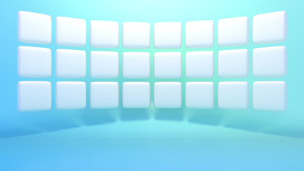 Rows of white screen. 3d rendering picture.