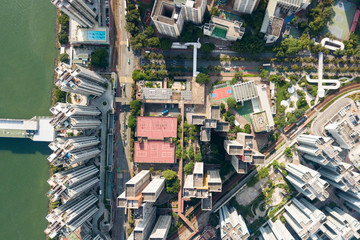 Top view of Hong Kong city