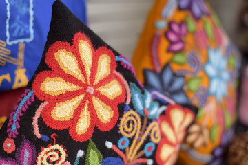 Fototapeta na wymiar Colorful handmade pillow or cushion