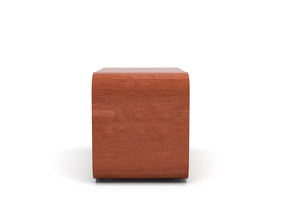 3d rendering of a brown rounded retro style radio receiver with an analogue tuner.