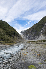 Franz Josef Glacier and waterfall,South Island New Zealand