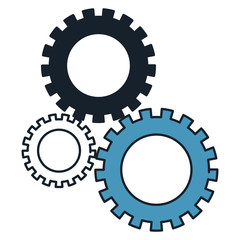 pinion set icon in color blue sections silhouette