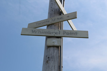 Sign post on the lake