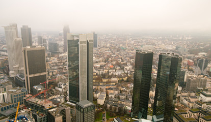 Fototapeta na wymiar Frankfurt, Germany financial district aerial view.