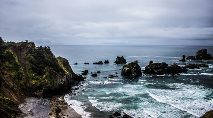 Coastline of the Pacific Ocean in Cannon Beach, Oregon