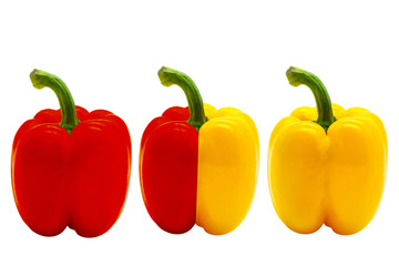 Red and  Yellow Sweet Pepper isolated on white background