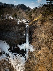 Kegon Waterfall with Snow at winter in Nikko National Park