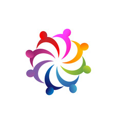 Group teamwork coming together logo vector