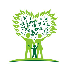 Family parents and kid green ecology logo vector - 169893089