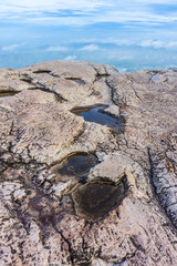 Pha Sut Phaendin, the ancient steep rock cliff. In Pa Hin Ngam National Park, Thailand, Southeast Asia.