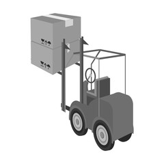 Cargo transportation by means of a loader. Transportation and delivery single icon in monochrome style isometric vector symbol stock illustration web.