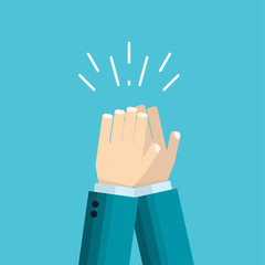 vector illustration of hands clap - applause of male hand in suit