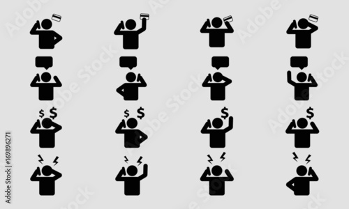 "Man Talking On Phone Icon Set" Imágenes de archivo y vectores libres
