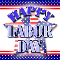 Obraz premium Happy Labor Day, 3D, Bright colors, Bright shiny text. American Holiday in the colors red, white and blue.