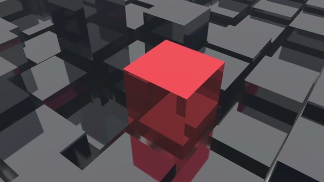 4k,abstract 3d blue metal cubes animation background.