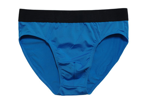 man underwear brief color blue and black band on white background