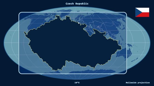 Czech Republic - 3D tube zoom (Mollweide projection). Solids