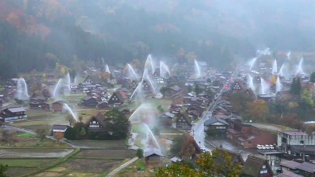 白川郷の防火訓練